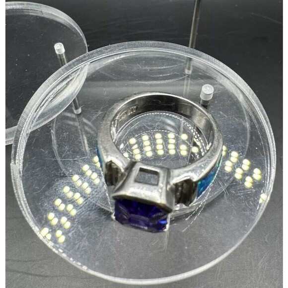 Sterling 925 Ring Amethyst Fire Opal Size 7 Signed Cubic Zirconia February BDay - Picture 6 of 10